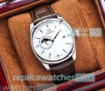 High Quality Omega Copy Watch Silver Bezel Brown Leather Strap
